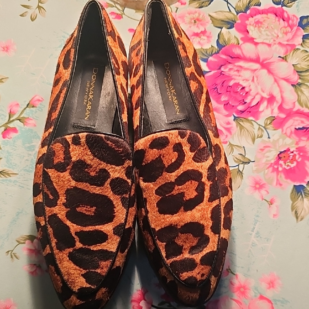 Donna Karan Leopard Print Loafers